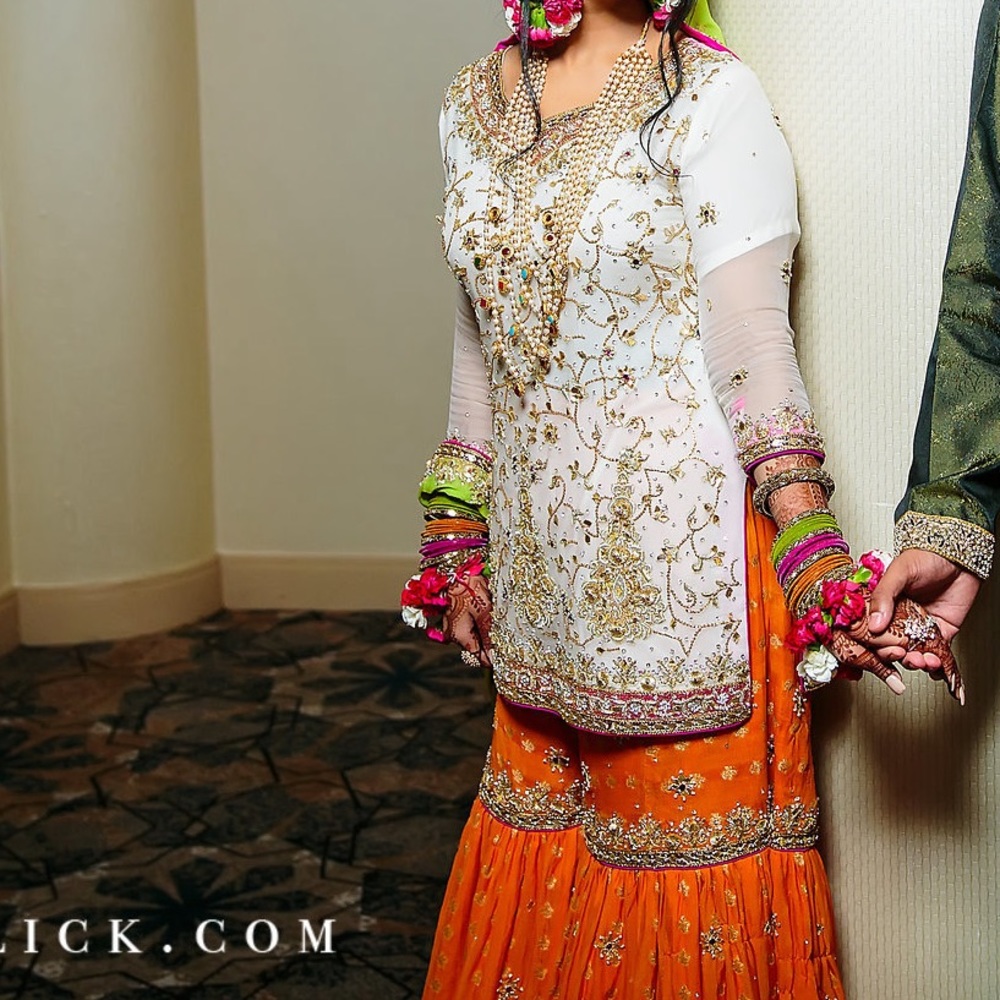 Fancy Pakistani Gharara Kameez Mehndi - Picture 7 of 7